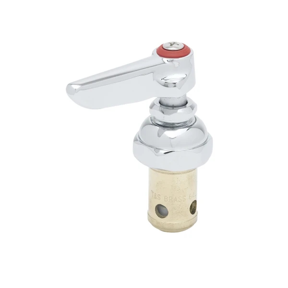 T&S Brass 002712-40 Eterna Spindle Assembly with chrome lever handle, red hot index, and brass body