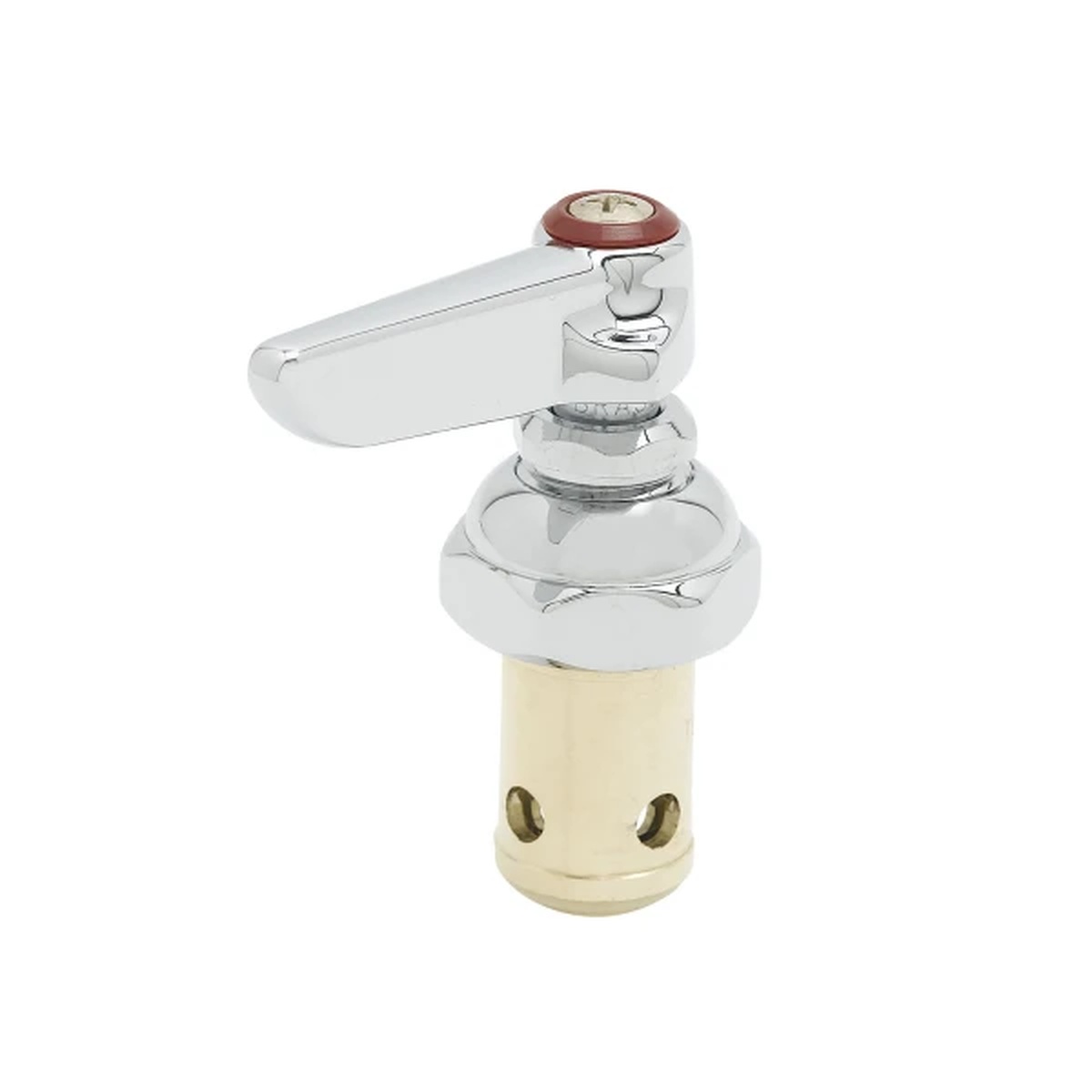 T&S Brass 002714-40 Eterna spindle assembly with chrome lever handle and brass body on white background