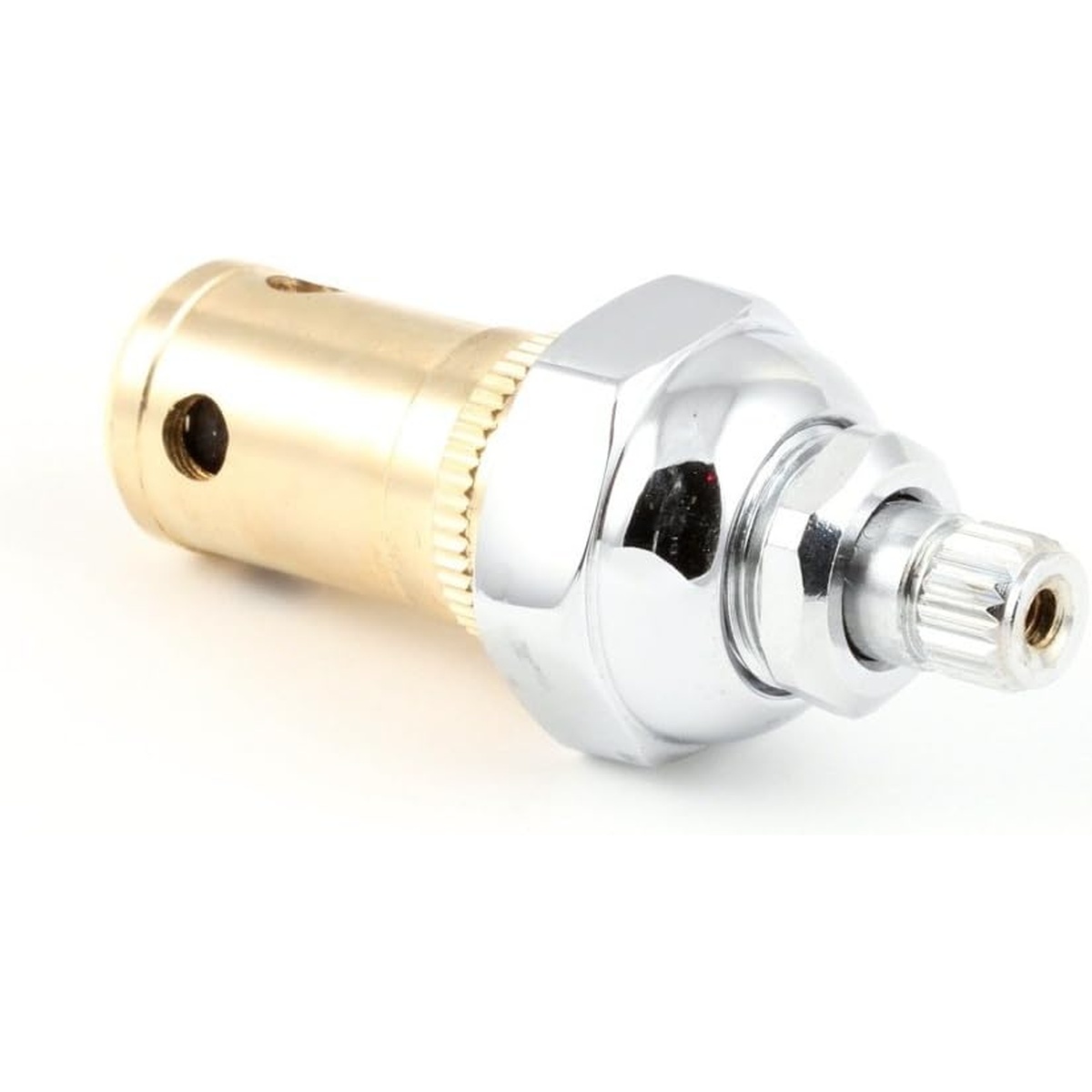 T&S Brass 012443-40 Spring Check Eterna cartridge assembly showing brass body and polished chrome bonnet