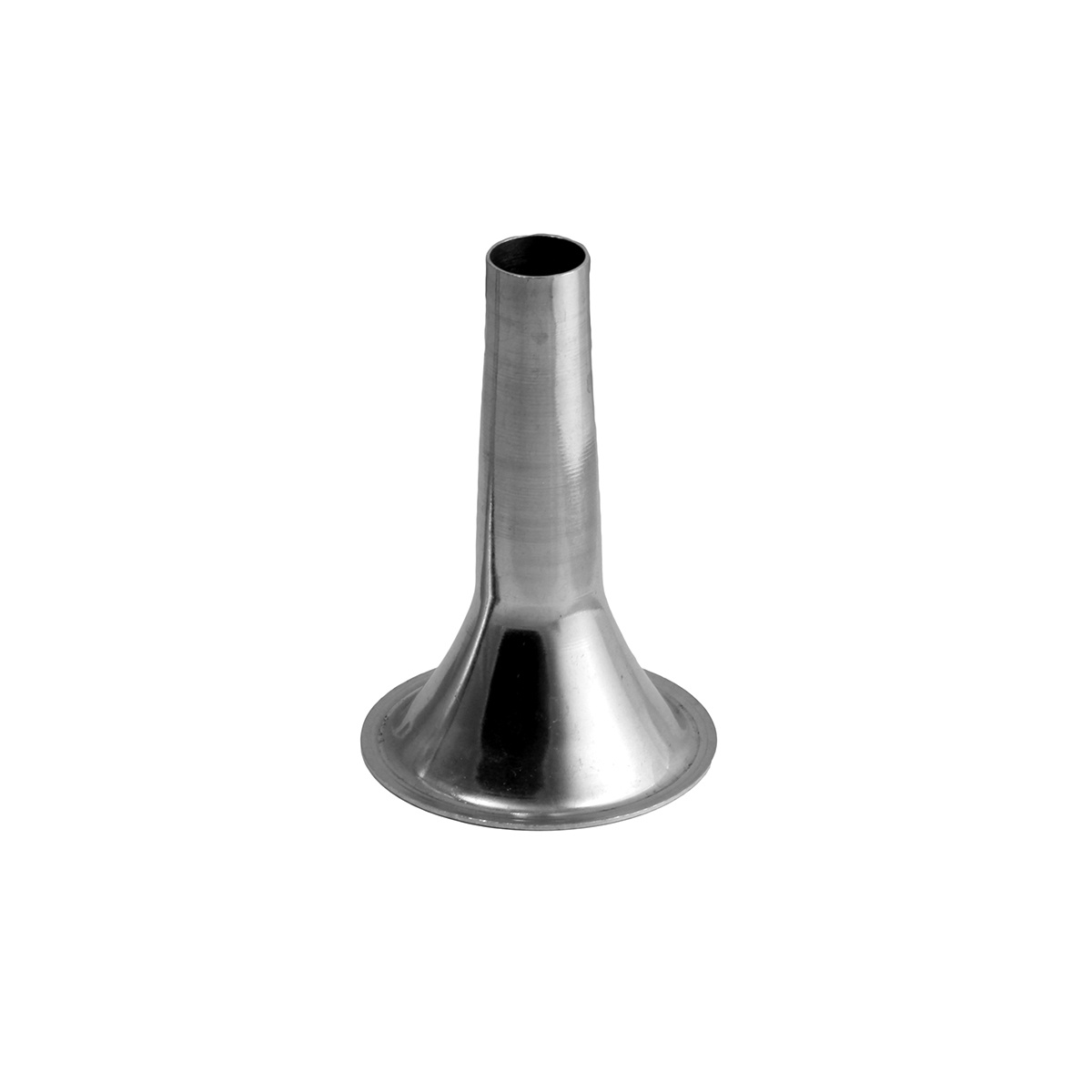 Alfa International 012RT 3/4 polished aluminum regular-shaped sausage stuffing tube with flared base and tapered neck, #12 hub size