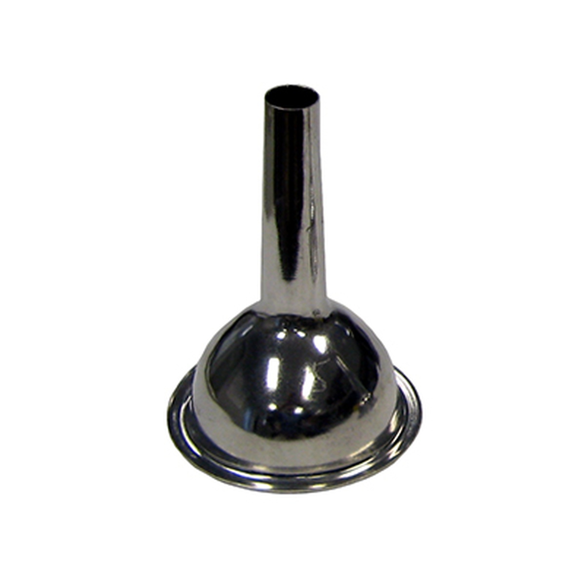 Alfa International 032BT 3/4 polished aluminum bell-shaped sausage stuffing tube, front view on white background