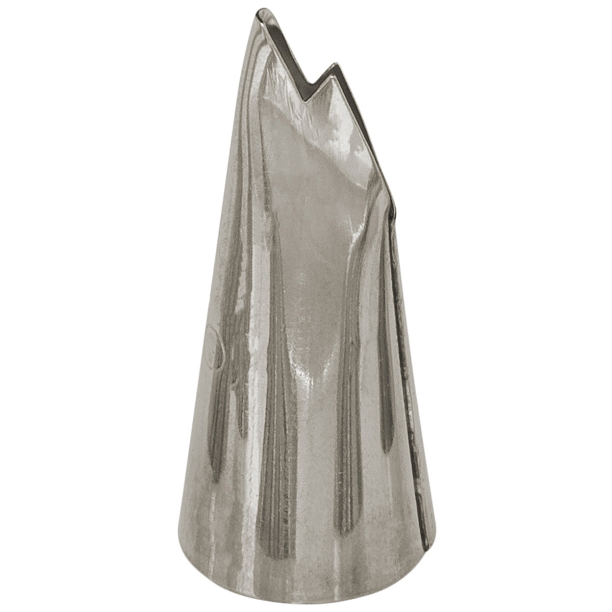 Ateco Ruffle Pastry Tube #060 stainless steel piping tip, side view showing the ruffle opening