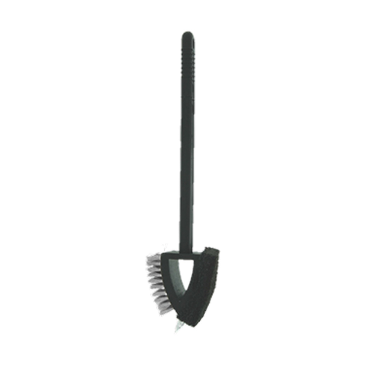 Chef Master 06015SSY Mr. Bar-B-Q Dual Grill Brush with black plastic handle and stainless steel dual-sided bristles