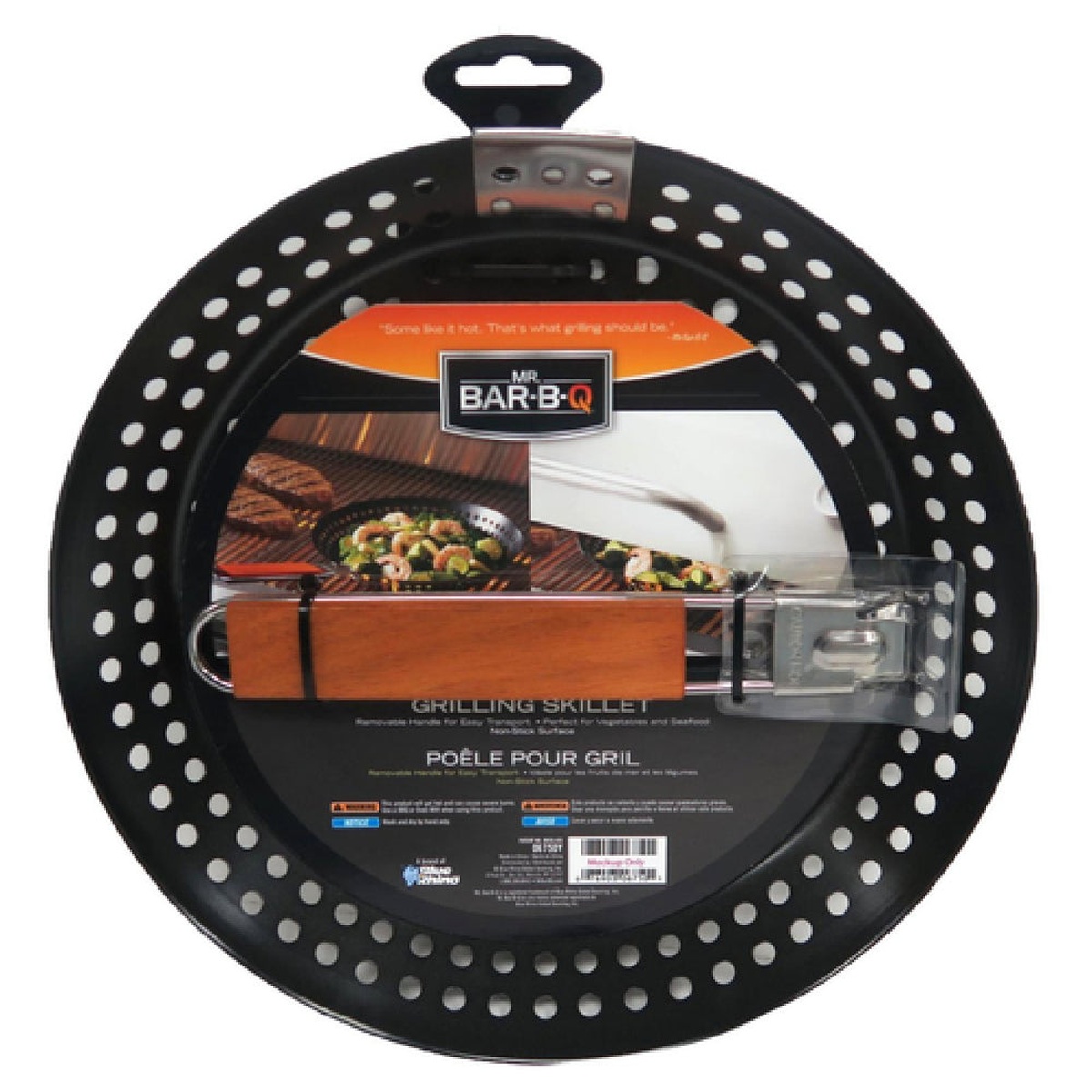 Chef Master Mr. Bar-B-Q non-stick grilling skillet with wooden handle shown in retail packaging