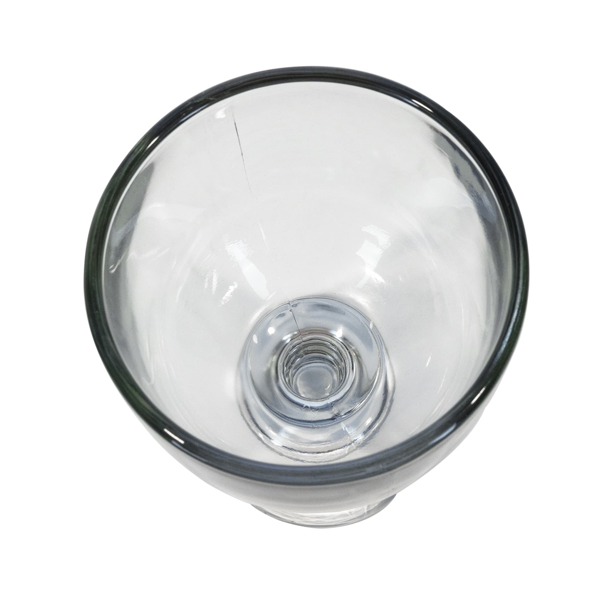 Top-down view inside the Anchor Hocking Weiss goblet showing the round deep bowl interior and stem base