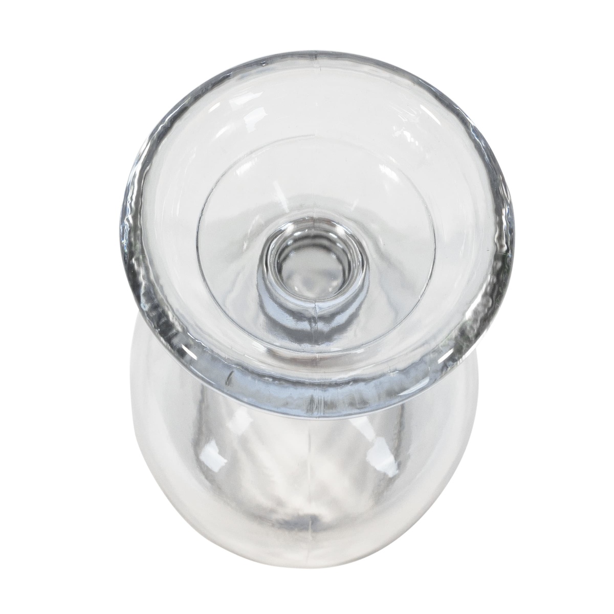 Bottom-up view of the Anchor Hocking Weiss goblet base showing the thick, wide molded foot construction