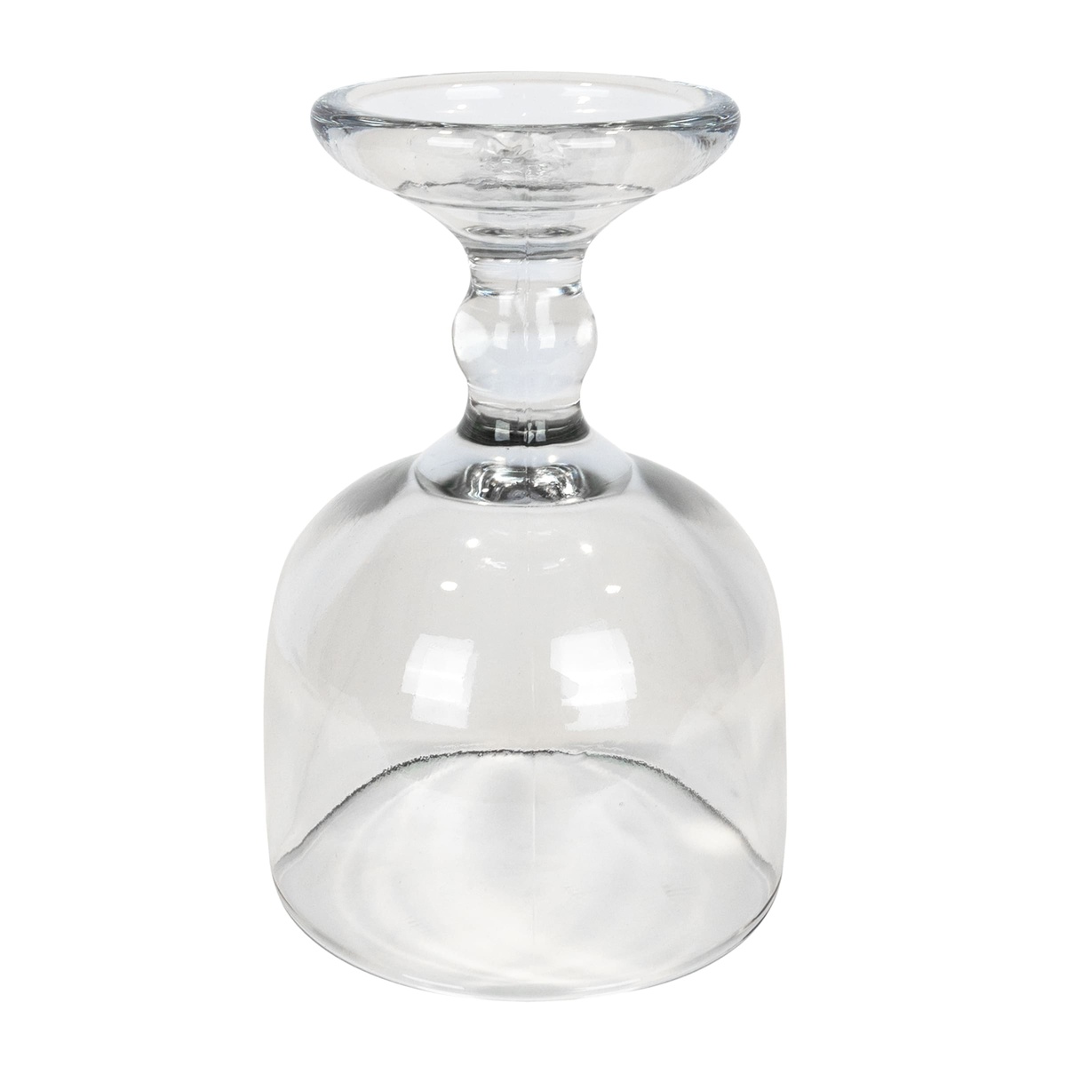 Anchor Hocking Weiss goblet shown upside down, displaying the wide molded foot and flared stem from below