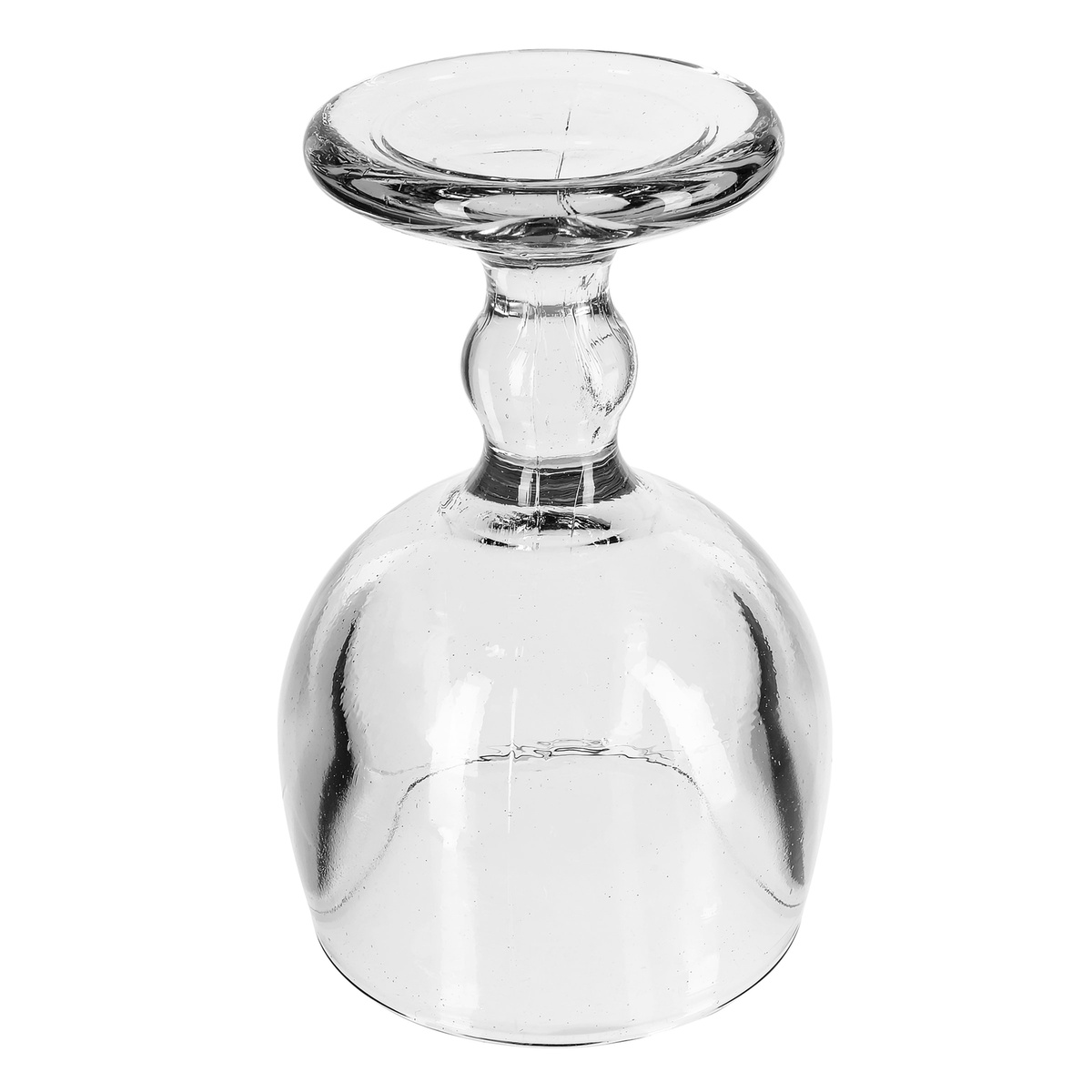 Anchor Hocking Weiss goblet shown upside down displaying the wide molded base and flared stem detail