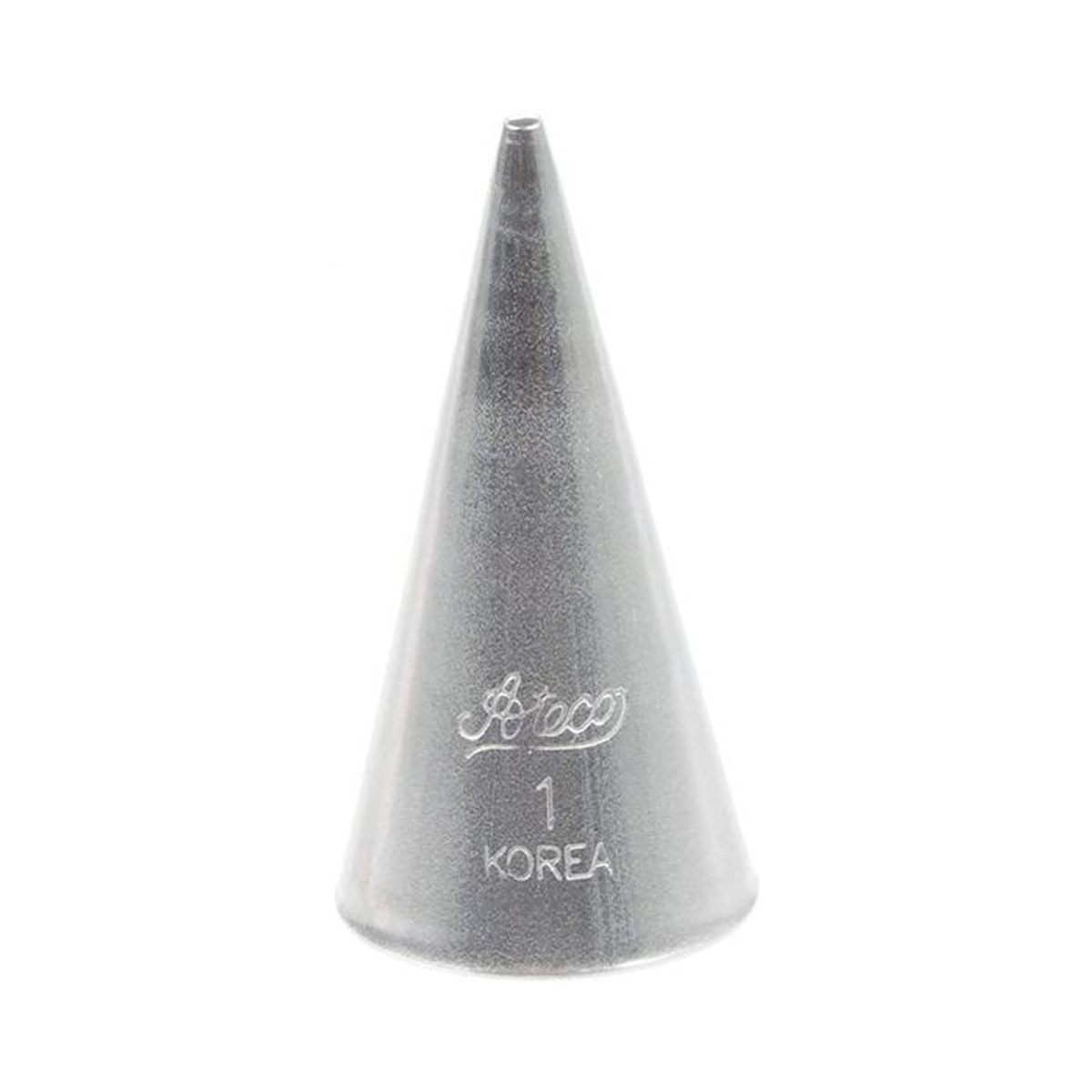 Ateco #1 stainless steel round plain pastry tube stamped with brand logo and tip number