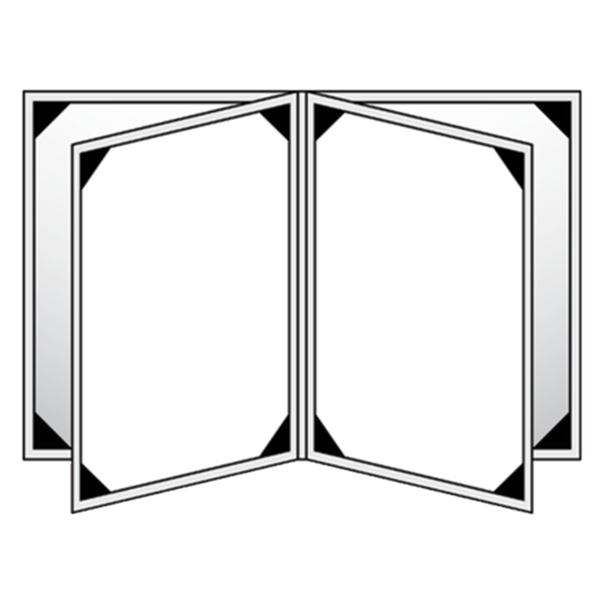 Interior view of Oakmont menu cover showing six-view panels with black album-style corner holders