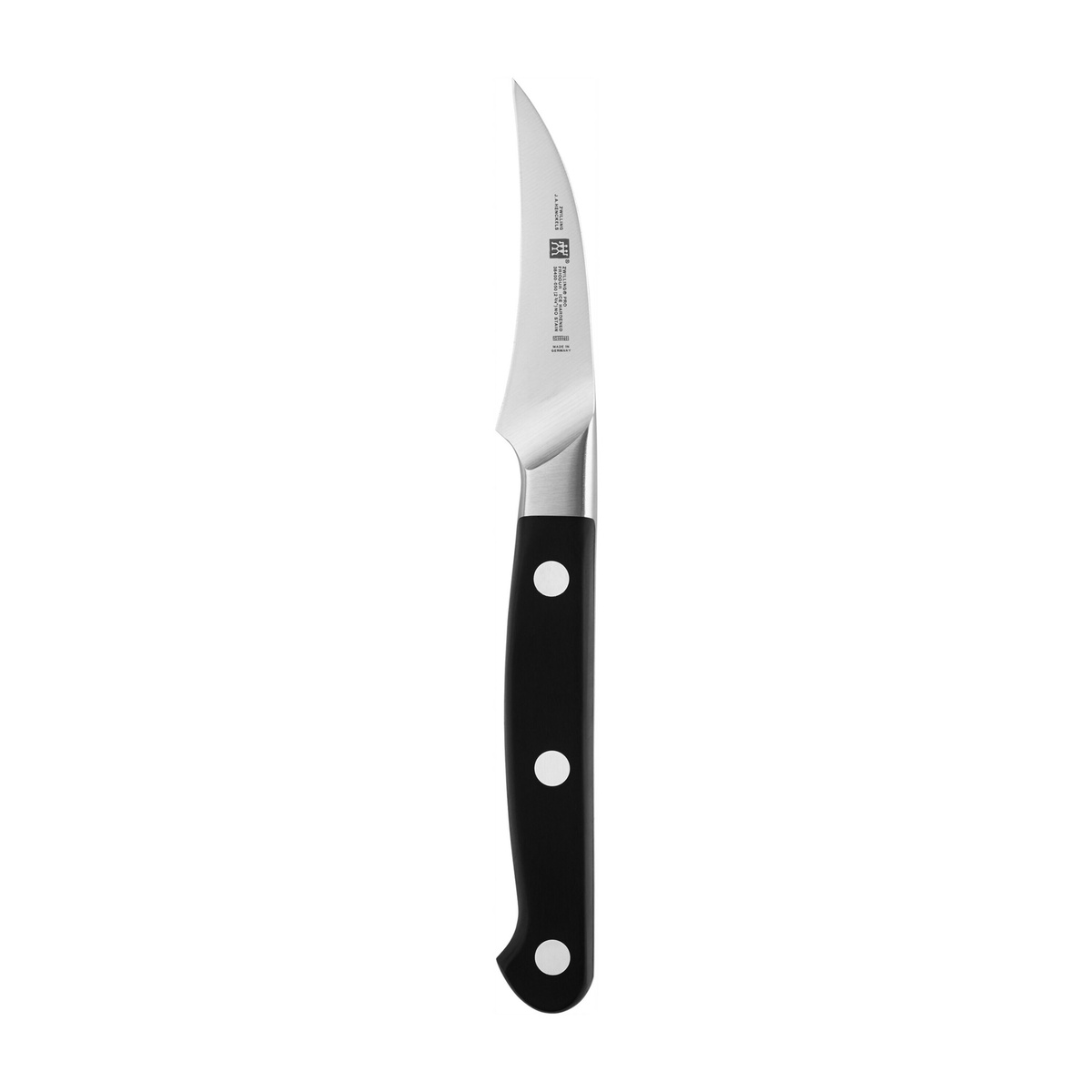 Top-down view of the Zwilling Pro bird's beak knife highlighting the SIGMAFORGE blade and bolster
