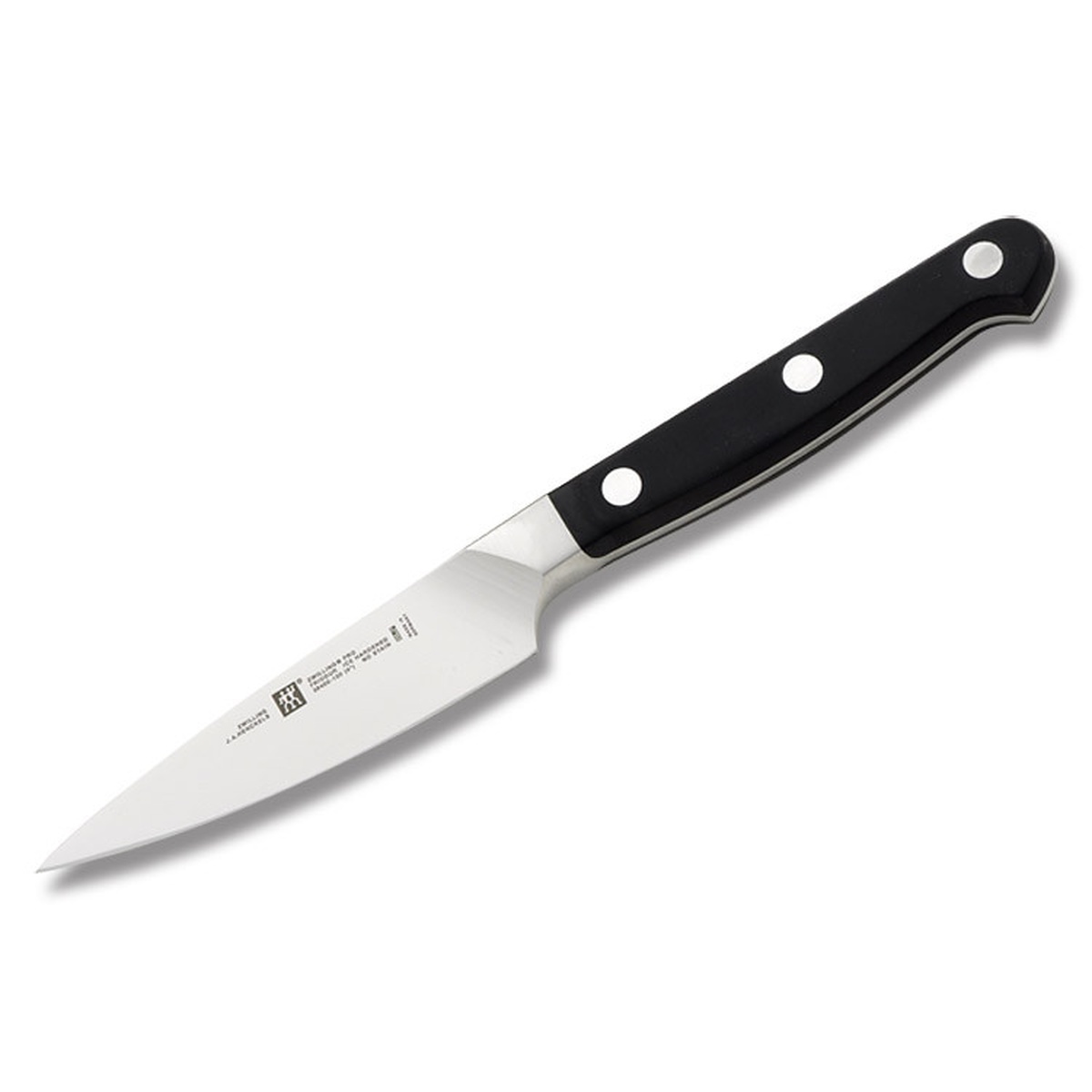 Zwilling Pro 4-inch paring knife with black ABS handle and high-carbon stainless steel blade