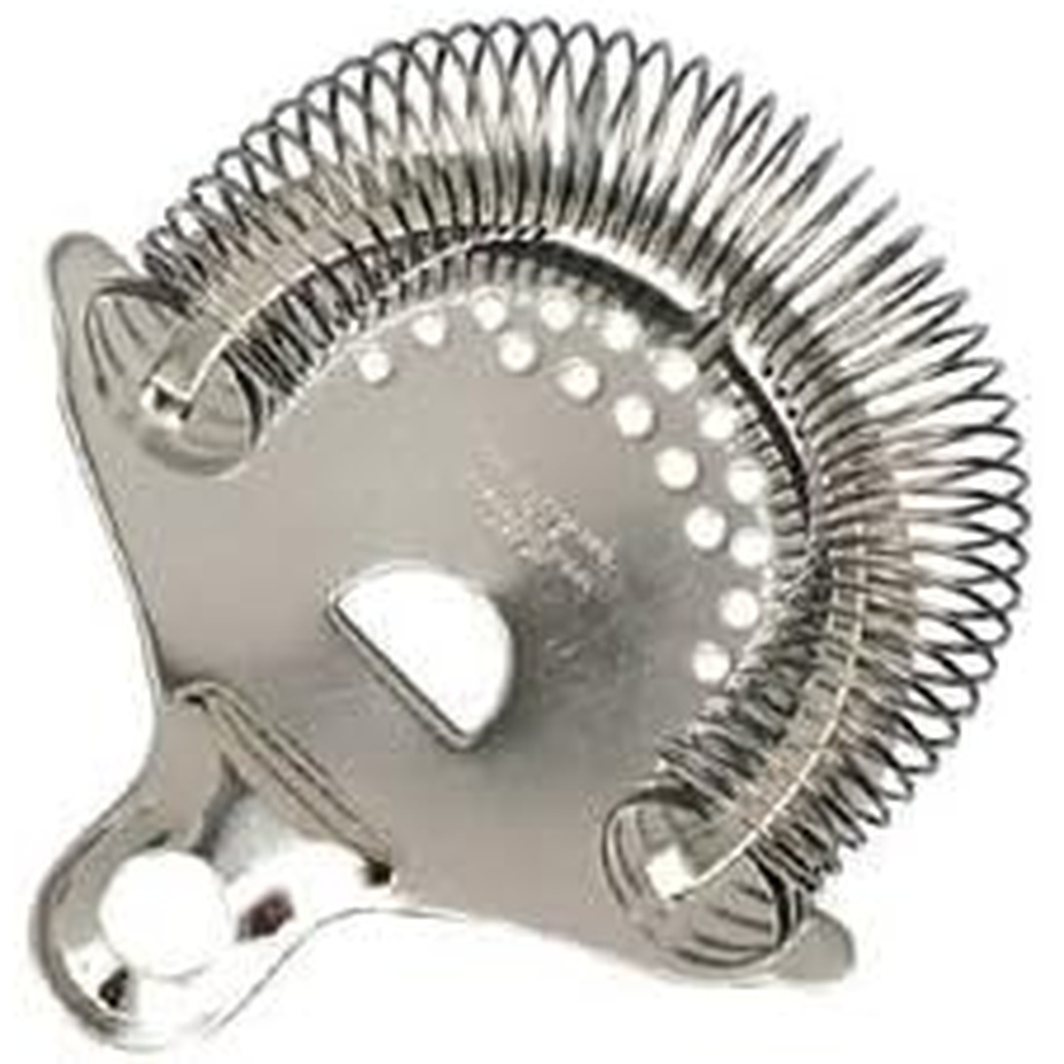 Spill-Stop 1010-0 polished stainless steel cocktail strainer with closely coiled spring and single prong