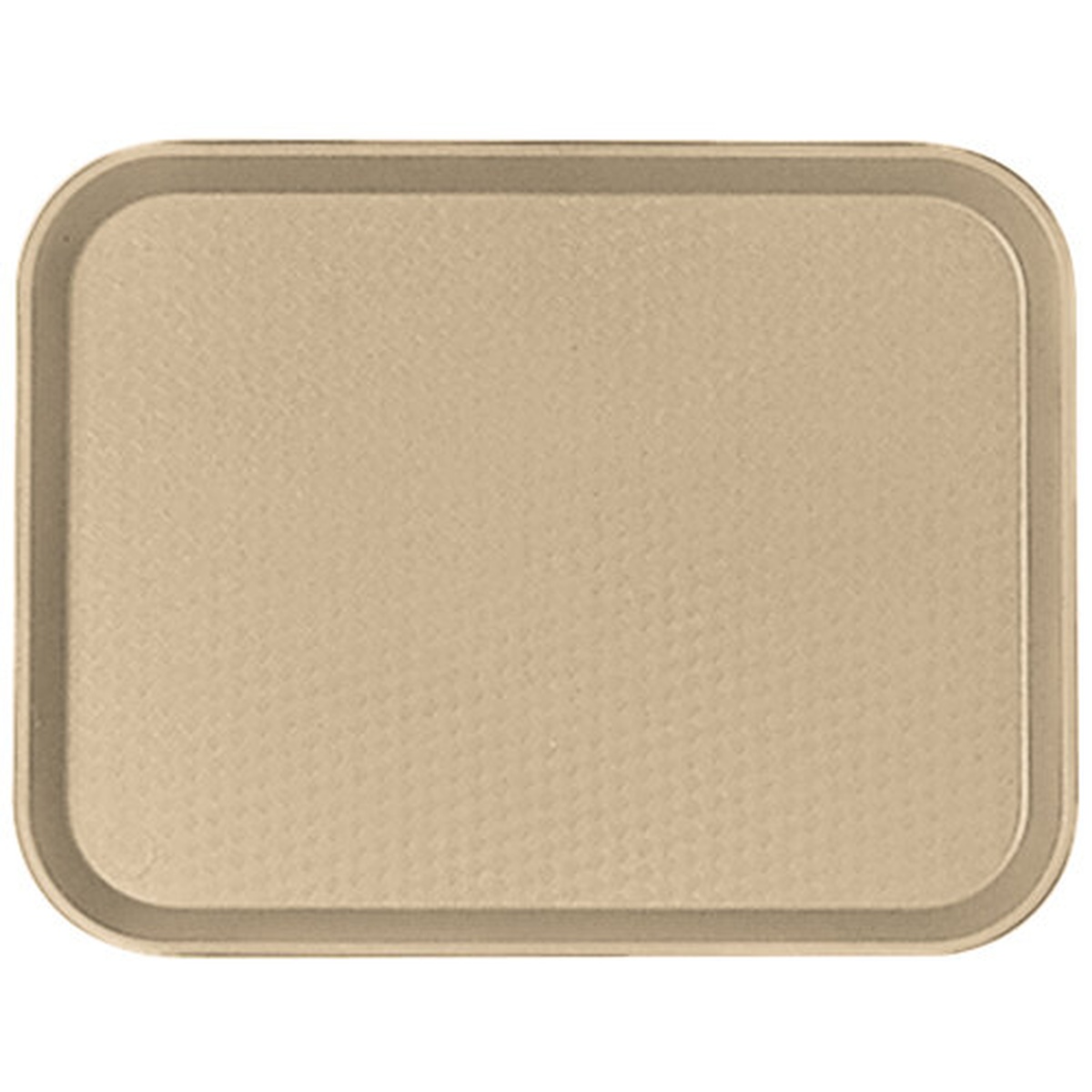 Cambro 1014FF104 desert tan rectangular fast food tray with textured surface, top-down view