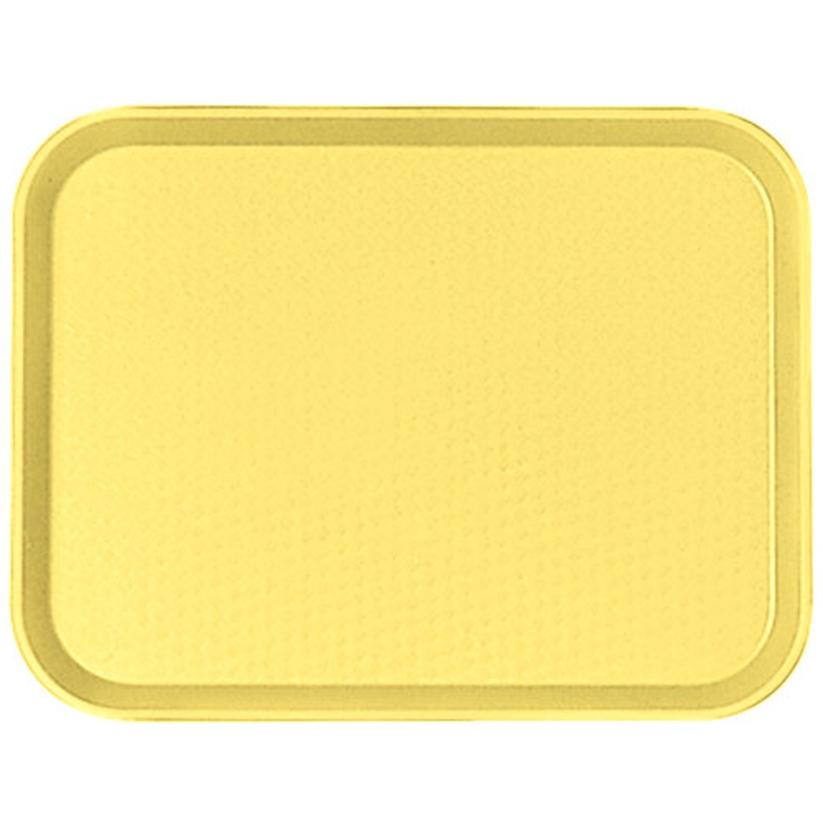 Cambro 1014FF108 primrose yellow rectangular fast food tray, top view showing textured surface