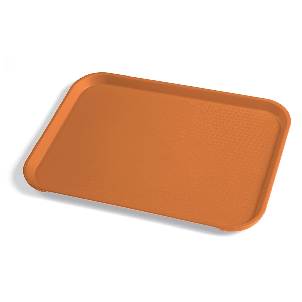 Cambro 1014FF166 orange rectangular fast food tray with textured surface