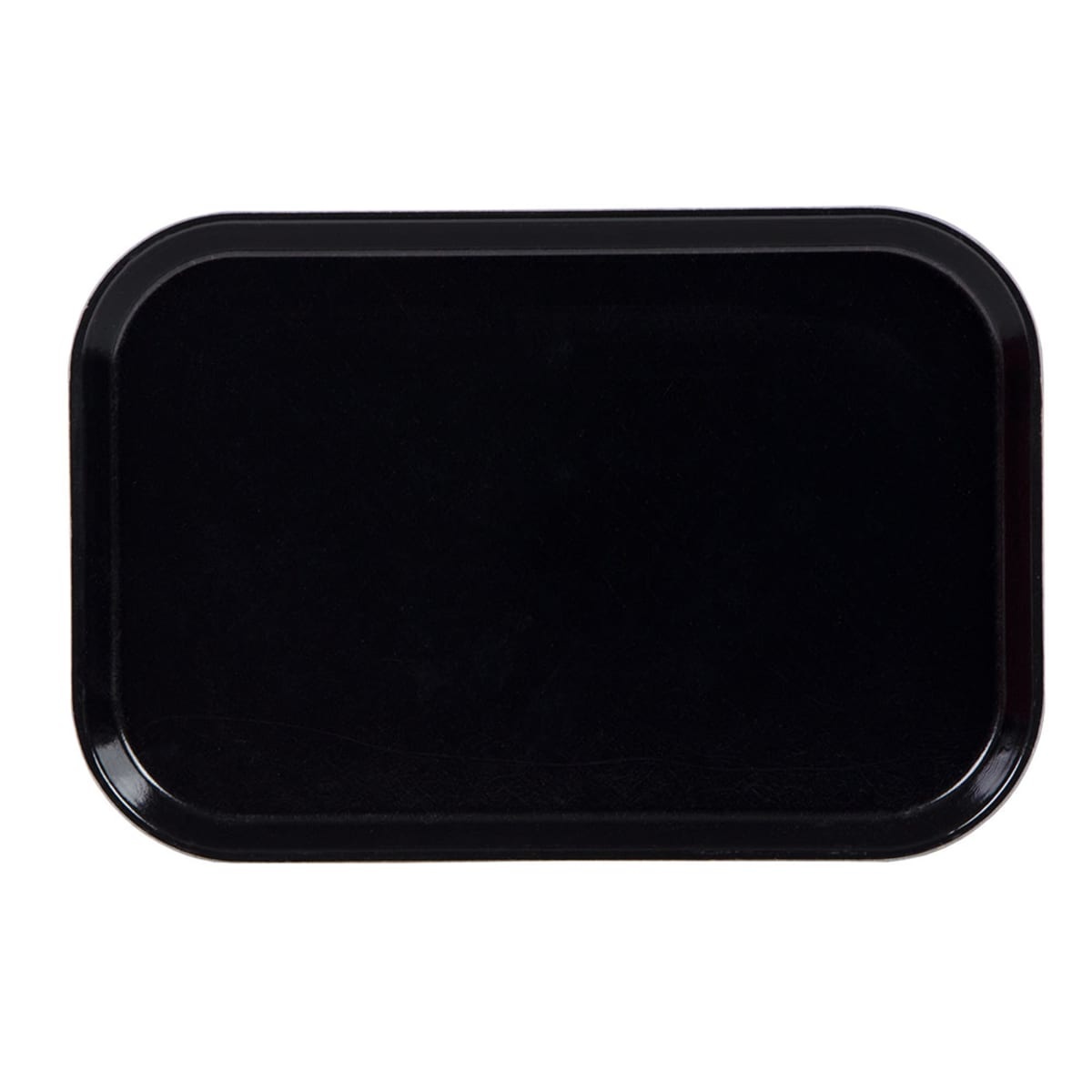 Cambro 1015MT110 black rectangular fiberglass market display tray, top-down view