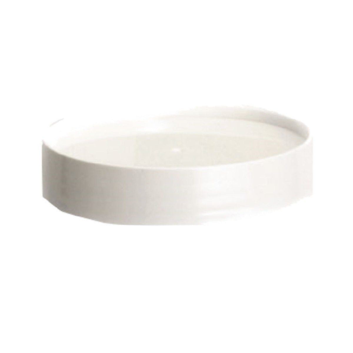Side-angle view of TableCraft 1017W white replacement cap showing profile and rim depth