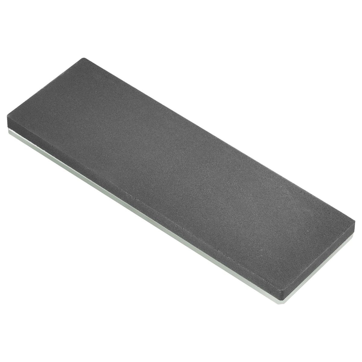 Zwilling Kramer 400 Grit Glass Water Sharpening Stone, rectangular dark gray stone with light green glass base