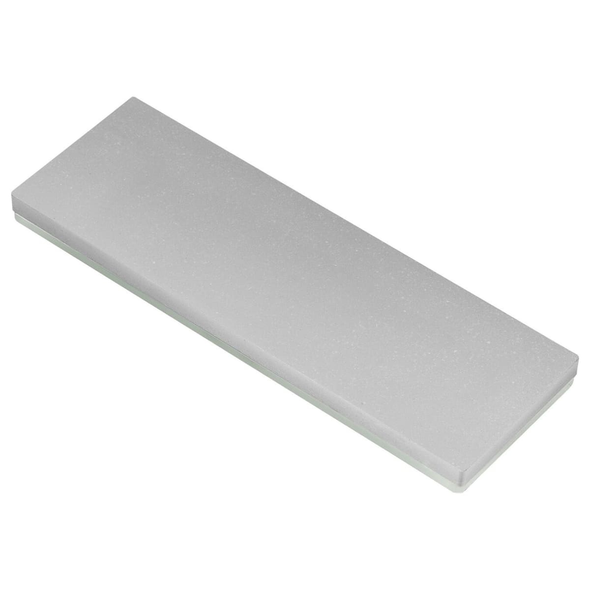 Zwilling Kramer 5000 Grit Glass Water Sharpening Stone, rectangular flat stone with light grey abrasive surface on glass base