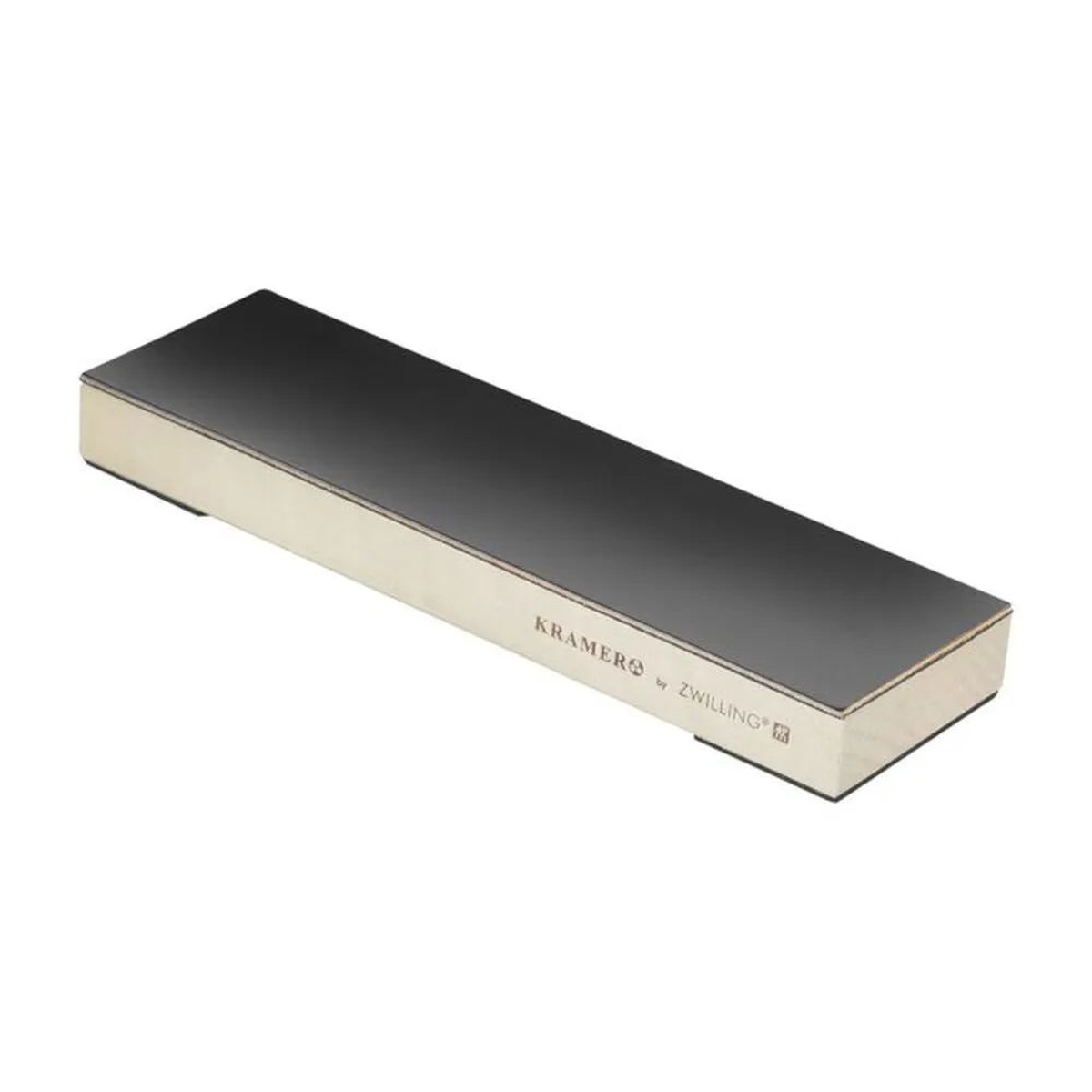 Kramer by Zwilling hardwood stropping block with black leather stropping surface on top