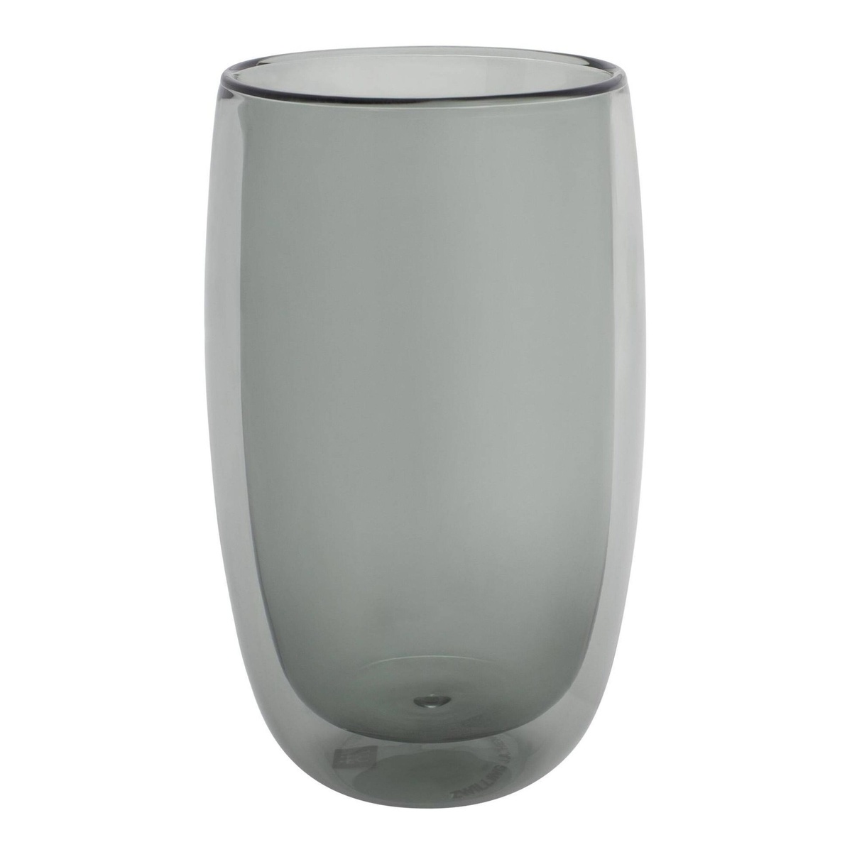 ZWILLING Sorrento smoke grey double wall latte glass, single glass on white background