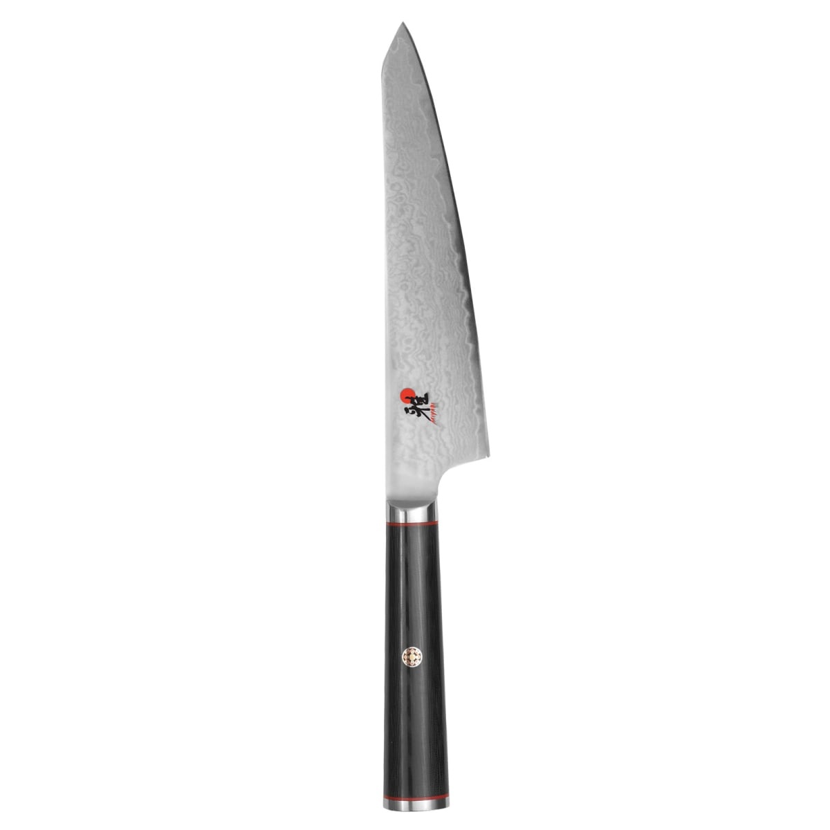 Miyabi Kaizen 5.25-inch prep knife with Damascus steel blade and black linen Micarta D-shape handle