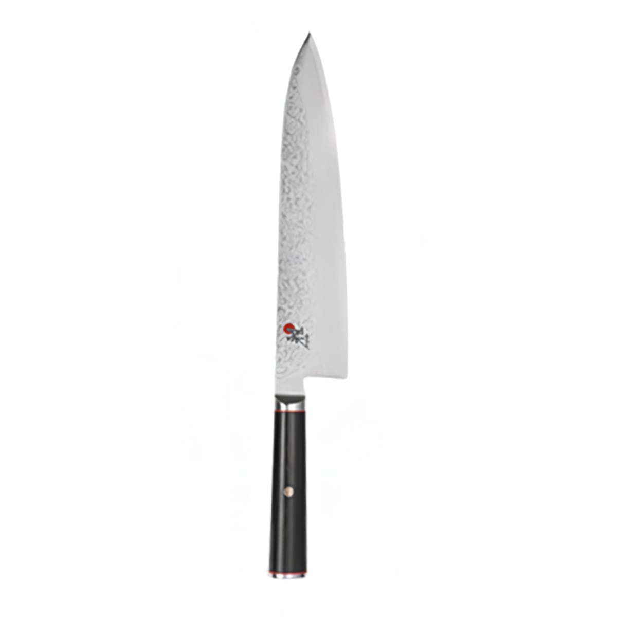 Miyabi Kaizen 9.5-inch chef knife with Damascus steel blade and black D-shaped Micarta handle