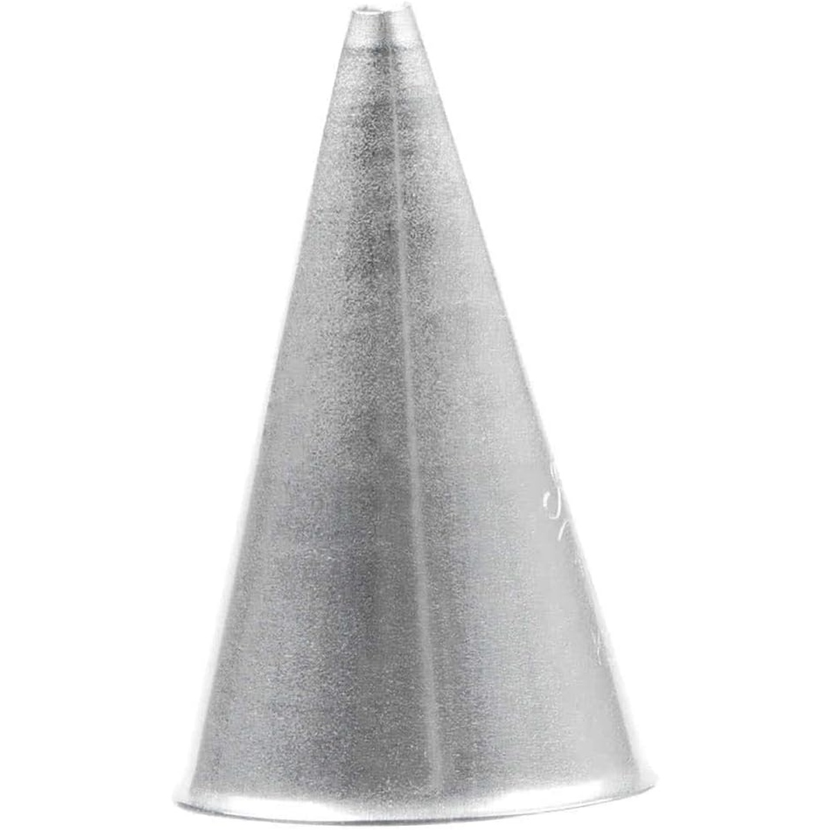 Ateco 102 piping tip side profile showing tapered conical stainless steel body