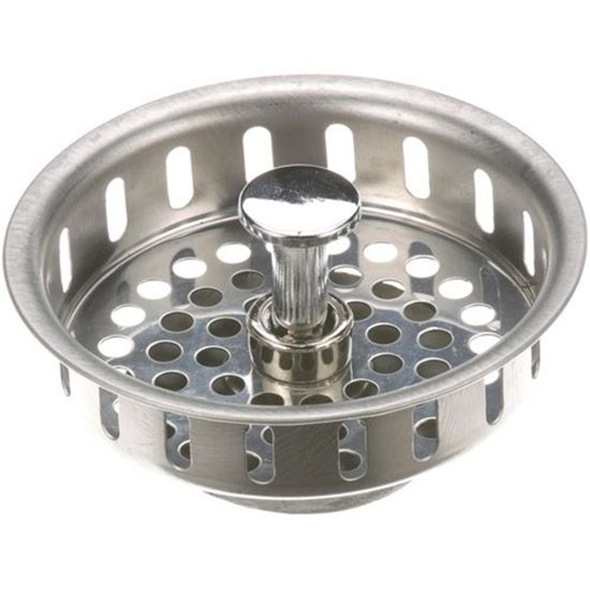 AllPoints 1021062 stainless steel sink basket drain with movable metal post, top view