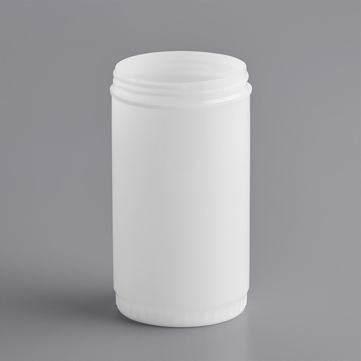 TableCraft 1032J white 1-quart plastic replacement dispenser jar with threaded rim, standing upright