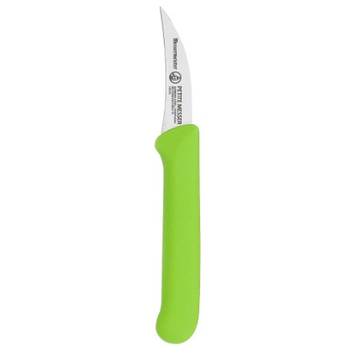 Messermeister Petite Messer 2.5-inch Green Bird's Beak Paring Knife with curved stainless blade and green polypropylene handle