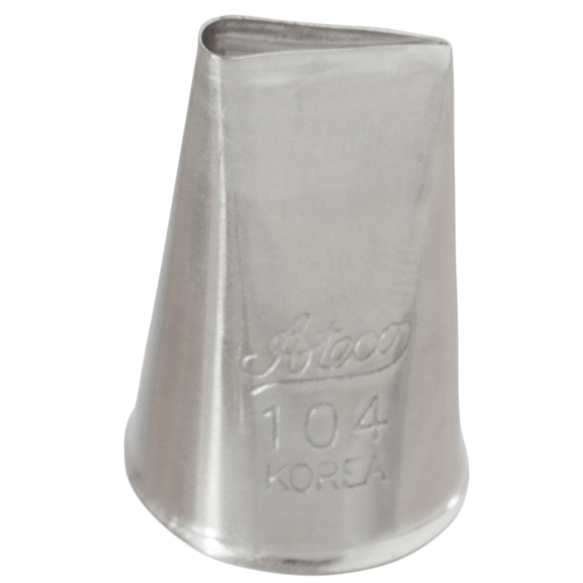 Ateco #104 stainless steel rose petal piping tip embossed with brand name and number