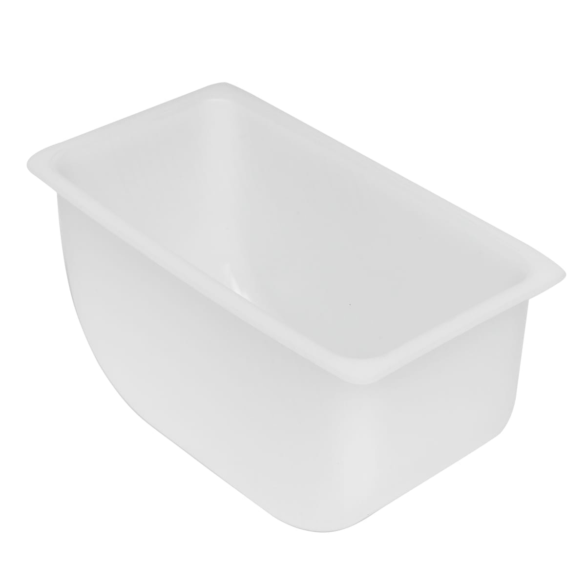 Tablecraft 105 white plastic 1-pint condiment holder insert, angled view