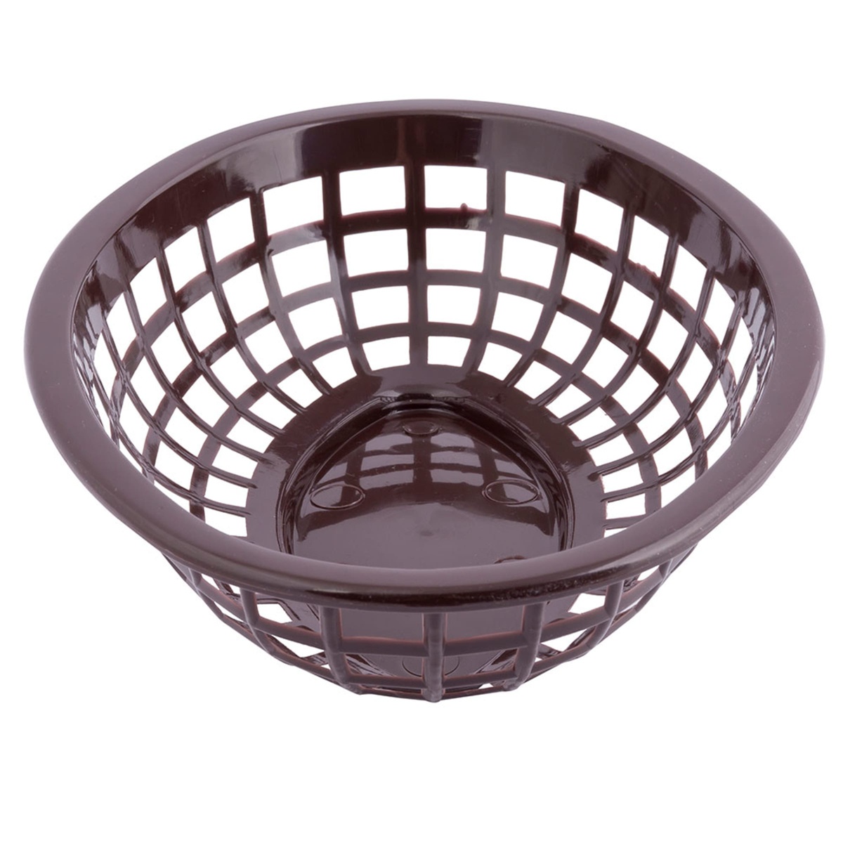 Tablecraft 1071BR brown basket interior view showing solid oval base and lattice walls
