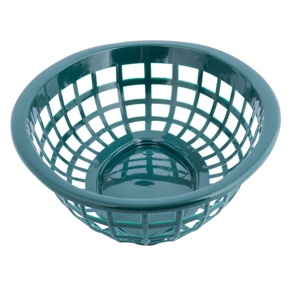 Tablecraft forest green round fast food basket, top-down interior view showing lattice walls and solid center