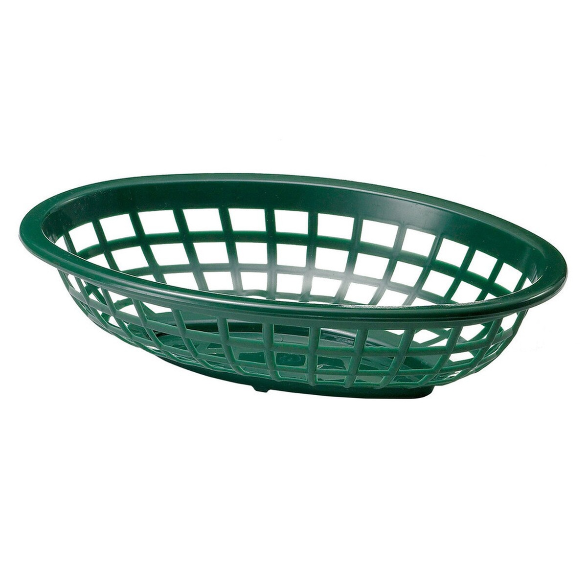Forest green oval plastic side order basket