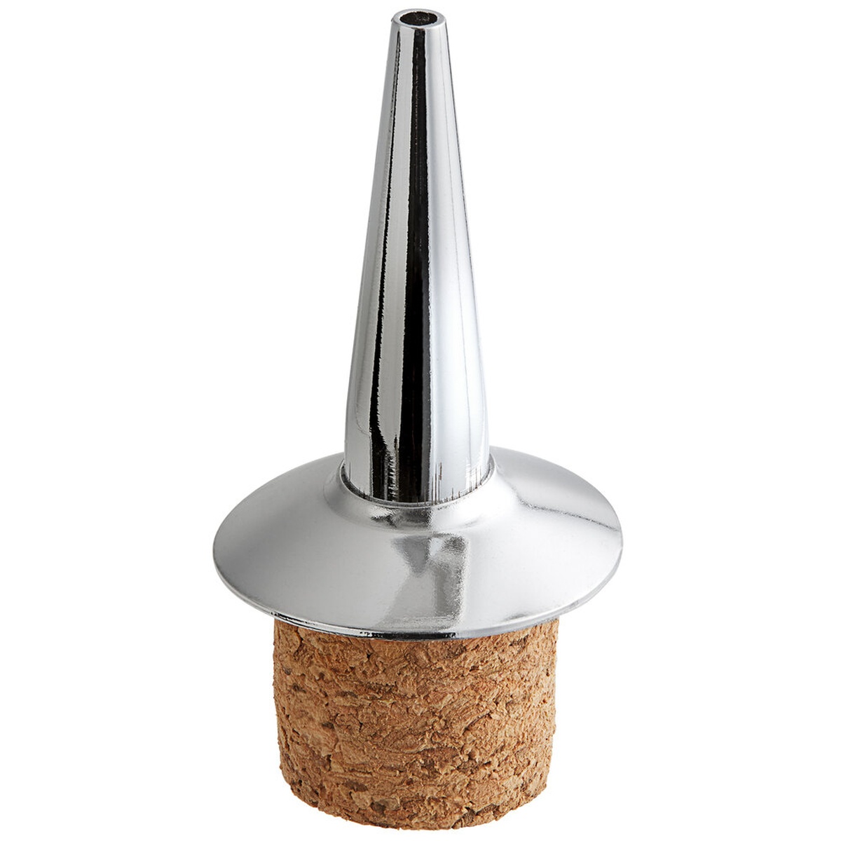 TableCraft 10728 stainless steel bottle dasher top with conical spout and natural cork base