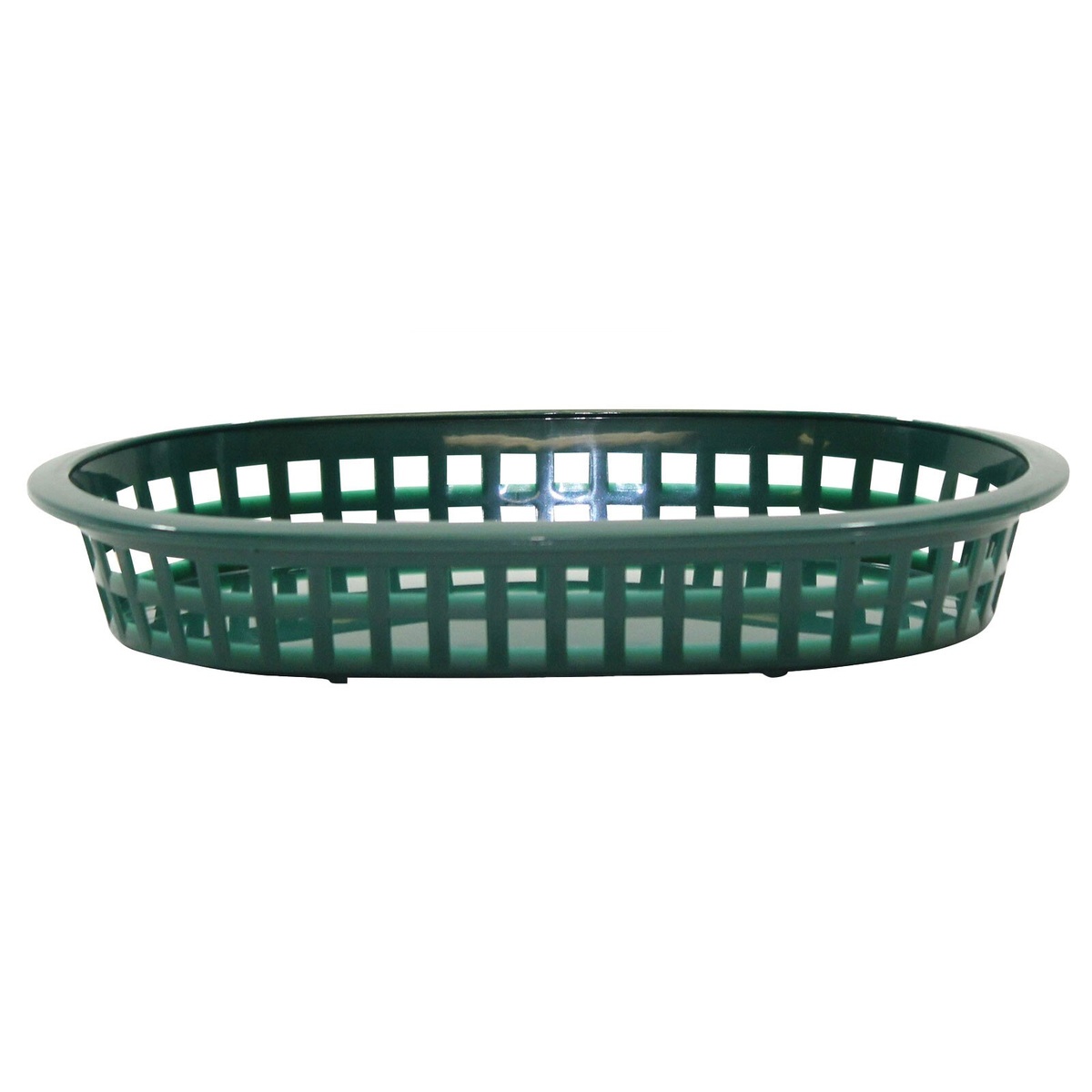 TableCraft 1073FG Forest Green oval A la carte serving basket, front view