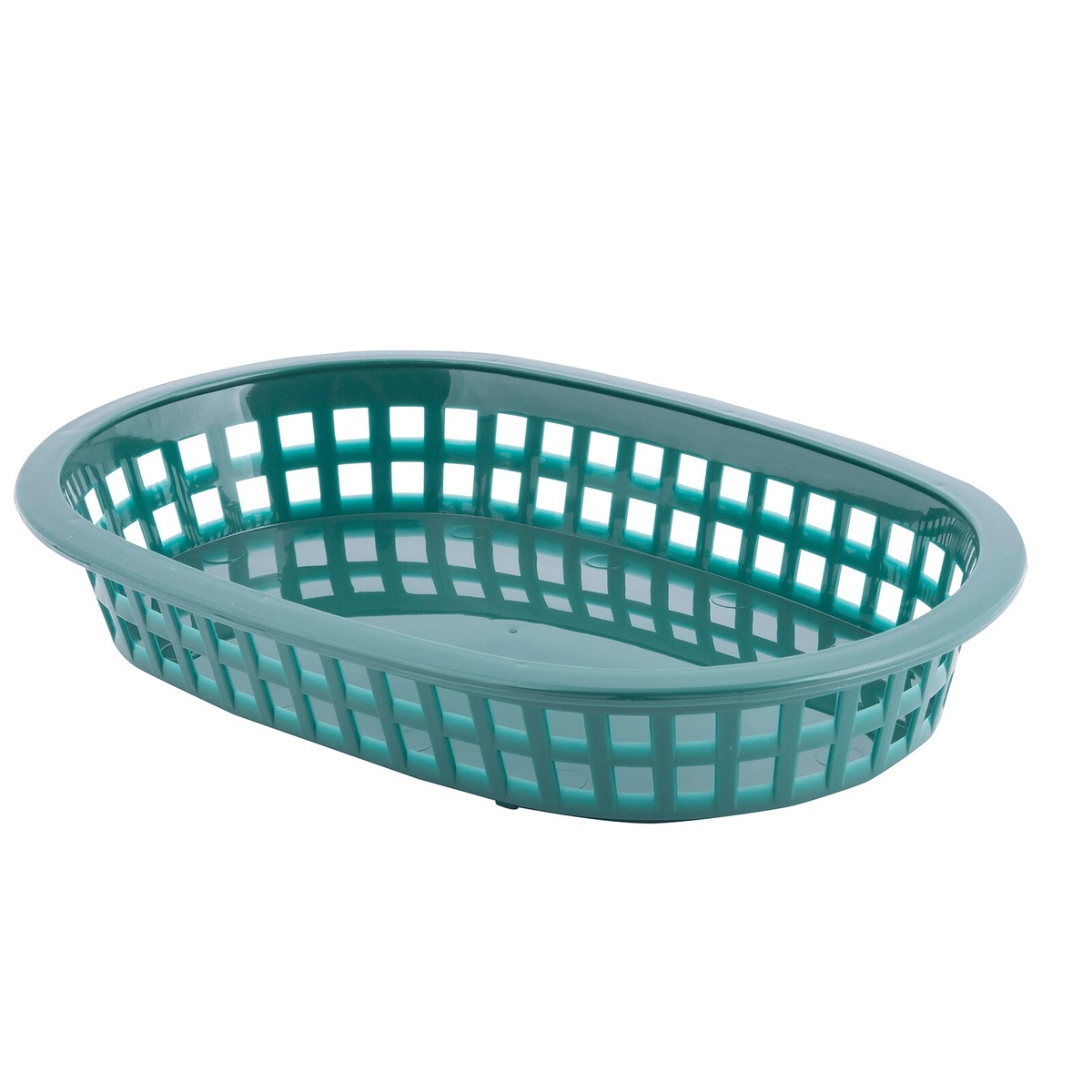 TableCraft 1073FG Forest Green oval basket, angled perspective view