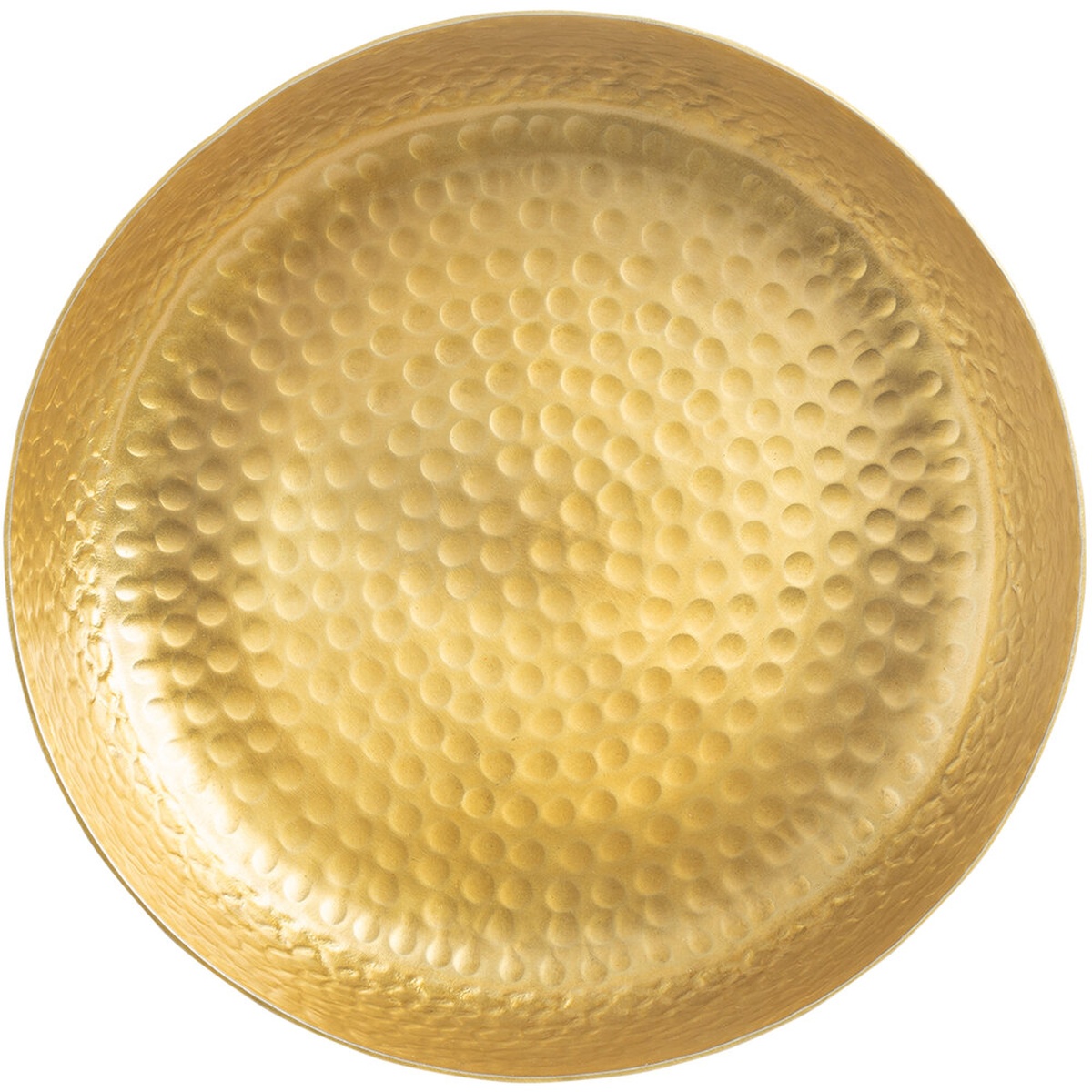 TableCraft 10740 round gold aluminum serving platter with crackle texture pattern viewed from above
