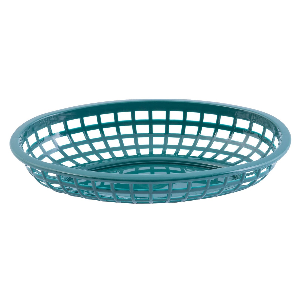 TableCraft 1074FG forest green oval plastic serving basket on white background
