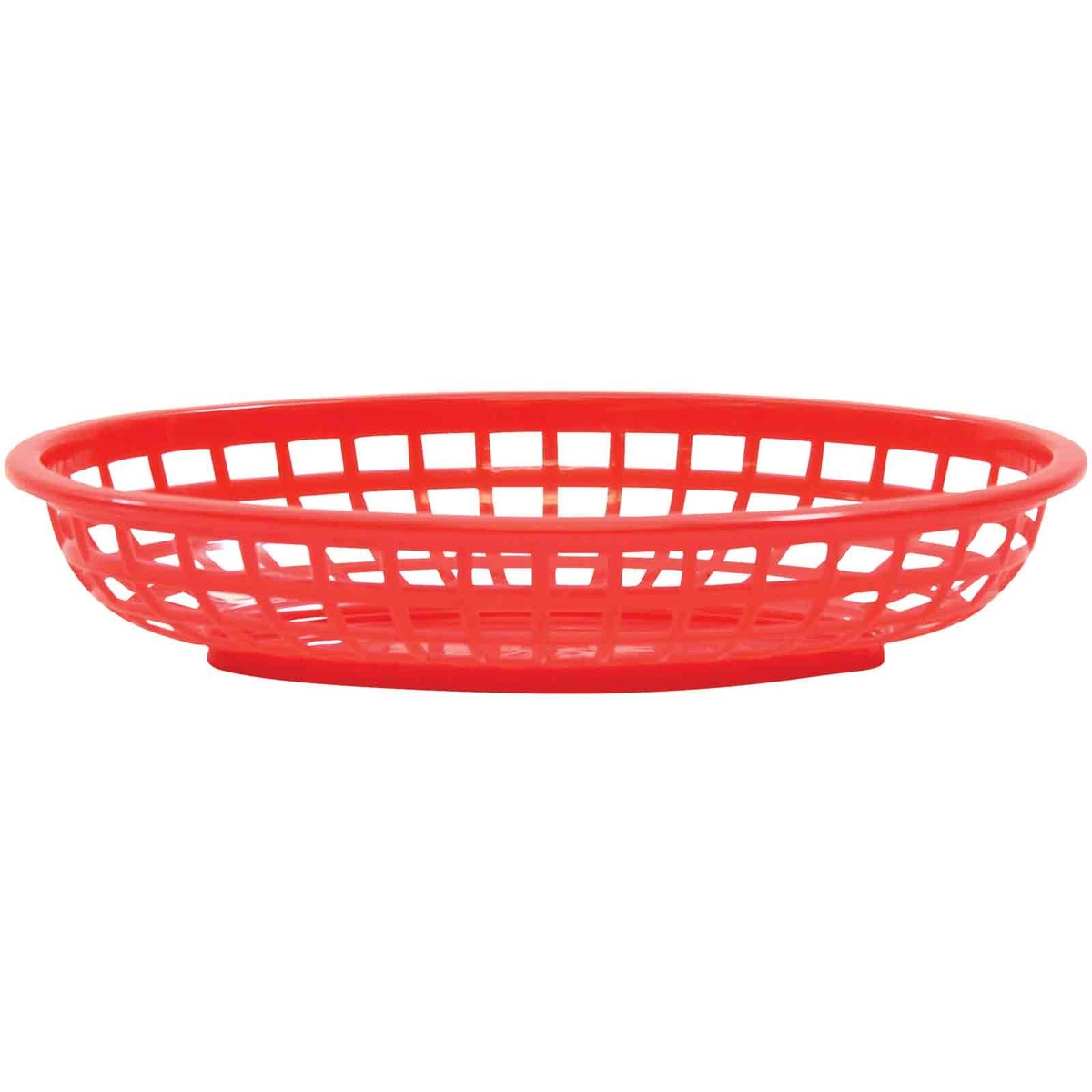 TableCraft 1074R red oval classic plastic serving basket on white background
