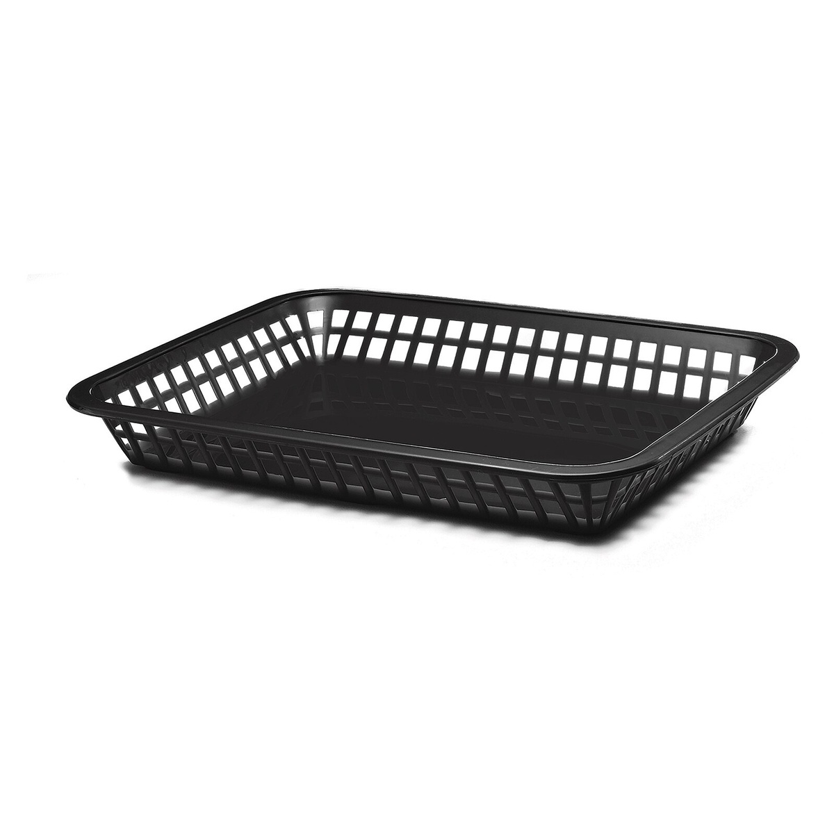 TableCraft 1079BK Black Mas Grande rectangular polypropylene serving basket, isolated on white