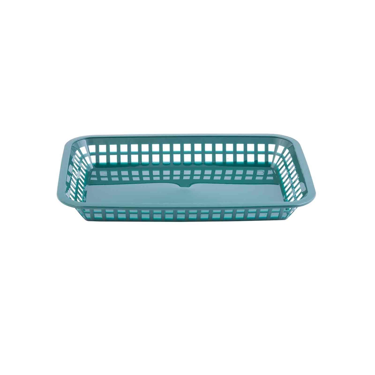 Tablecraft 1079FG Forest Green Mas Grande rectangular polypropylene serving basket, top-angle view