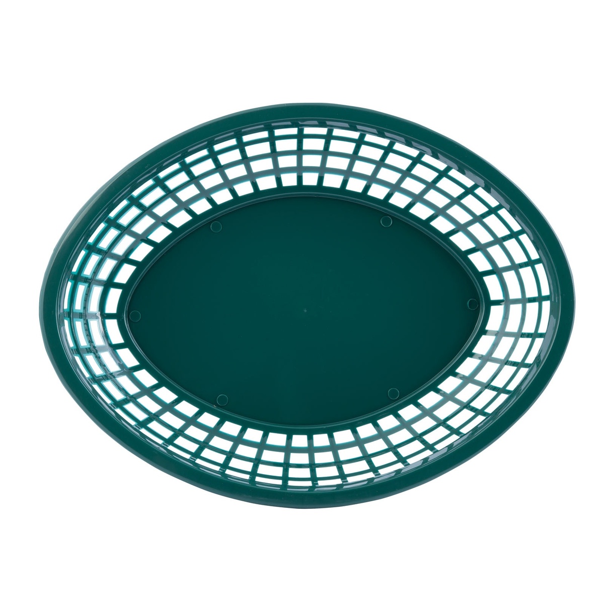 TableCraft 1084FG forest green jumbo oval basket top-down perspective view showing interior base and lattice rim