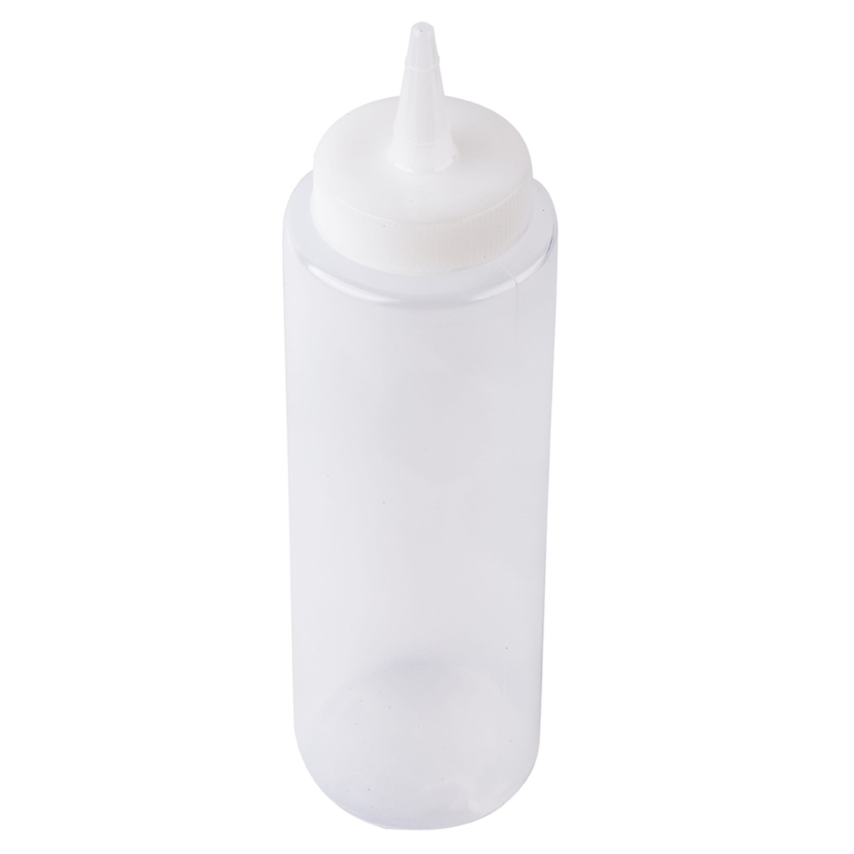 Tablecraft 108C clear 8 oz squeeze bottle fully assembled with cone tip cap