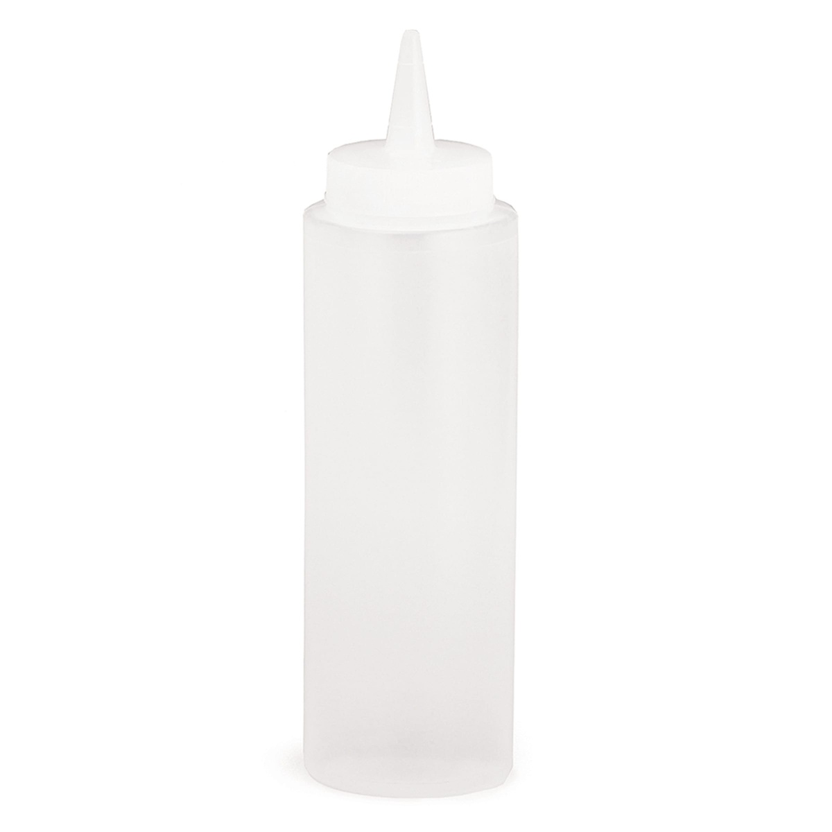 Tablecraft 108C clear squeeze bottle assembled front view showing full height profile