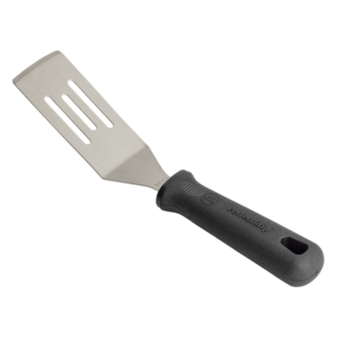 Tablecraft 10976 PerfectGrip slotted spatula with stainless steel blade and black ergonomic handle