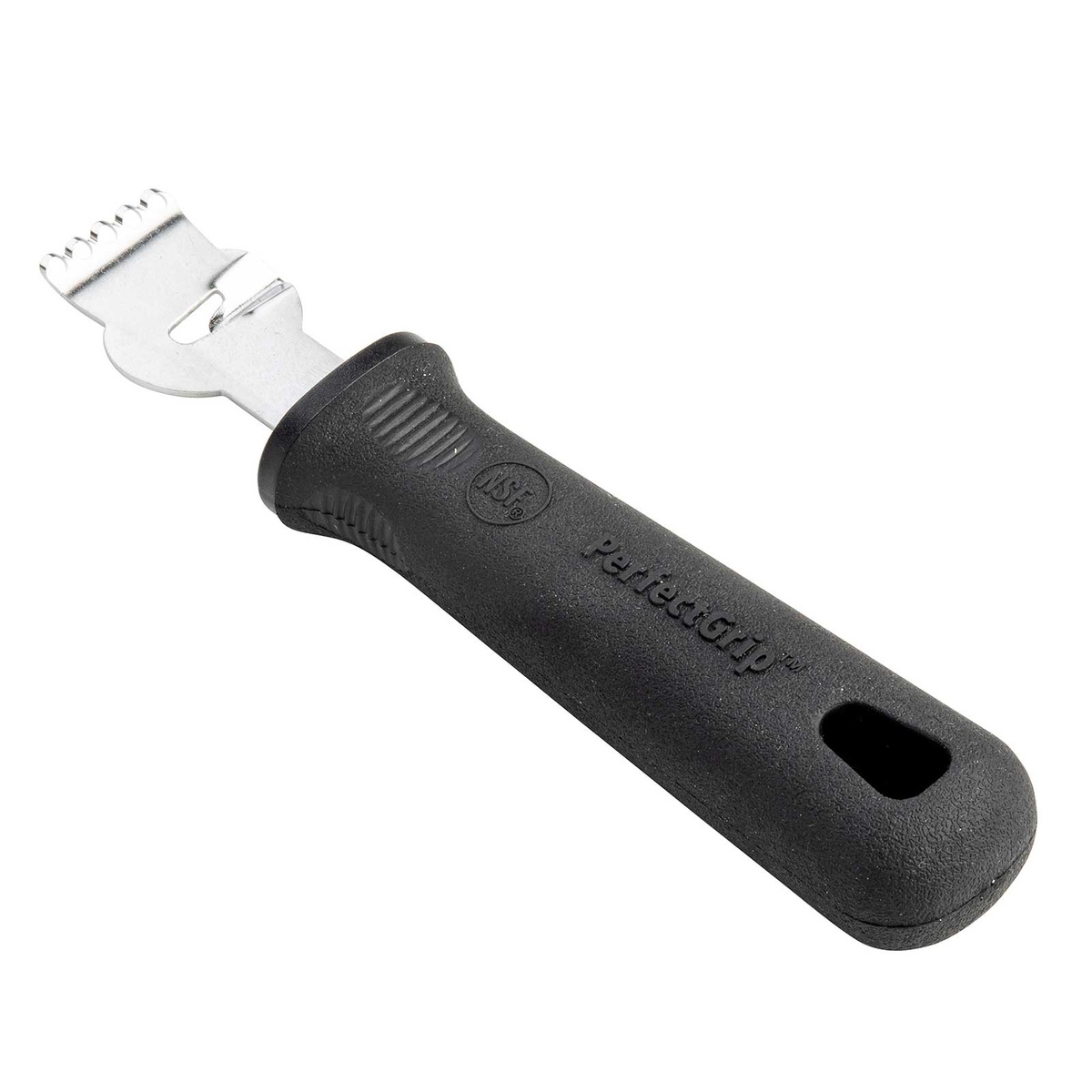 Tablecraft PerfectGrip zester and lemon peeler with stainless steel blade and black ergonomic non-slip handle